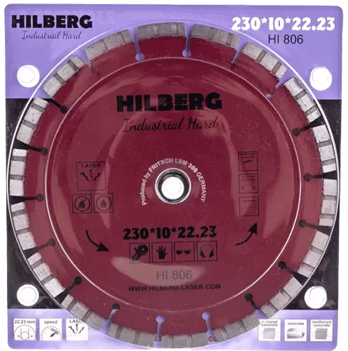 Алмазный диск по железобетону 230*22.23*10*3.2мм Industrial Hard Laser Hilberg HI806 - интернет-магазин «Стронг Инструмент» город Самара
