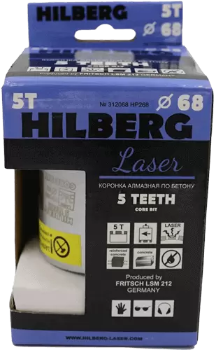 Коронка алмазная по армированному бетону SDS-Plus 68 мм Hilberg Laser 5 Teeth HP268 - интернет-магазин «Стронг Инструмент» город Самара