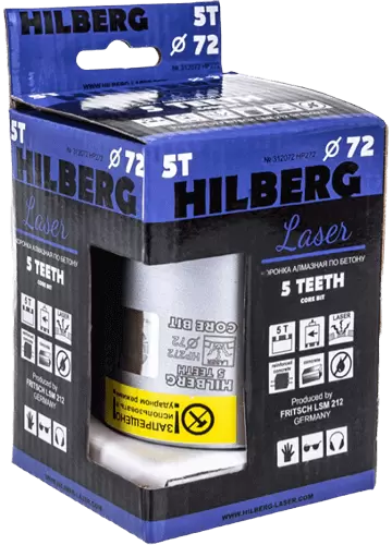 Коронка алмазная по армированному бетону SDS-Plus 72 мм Hilberg Laser 5 Teeth HP272 - интернет-магазин «Стронг Инструмент» город Самара