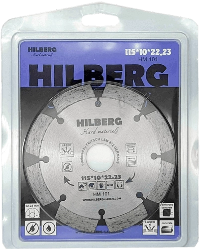 Алмазный диск по железобетону 115*22.23*10*2.0мм Hard Materials Laser Hilberg HM101 - интернет-магазин «Стронг Инструмент» город Самара