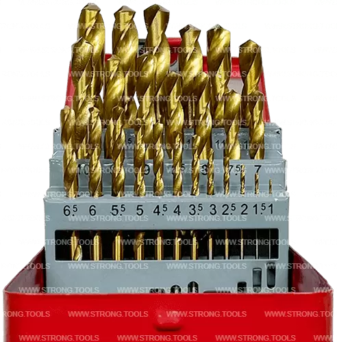 Набор сверл по металлу из 25 предметов 1.0-13.0мм TiN Strong СТС-021000125 - интернет-магазин «Стронг Инструмент» город Самара