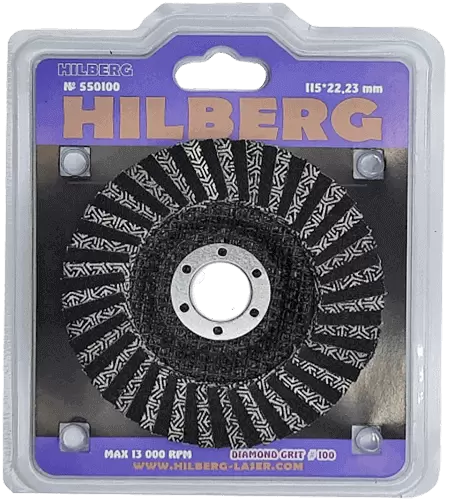 Универсальный лепестковый зачистной круг 115мм №100 Hilberg 550100 - интернет-магазин «Стронг Инструмент» город Самара