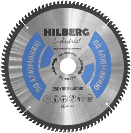 Пильный диск по алюминию 250*30*Т100 Industrial Hilberg HA250 - интернет-магазин «Стронг Инструмент» город Самара