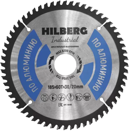 Пильный диск по алюминию 185*30/20*Т60 Industrial Hilberg HA185 - интернет-магазин «Стронг Инструмент» город Самара
