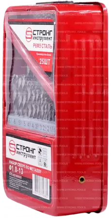 Набор сверл по металлу из 25 предметов 1.0-13.0мм Strong СТС-021000025 - интернет-магазин «Стронг Инструмент» город Самара