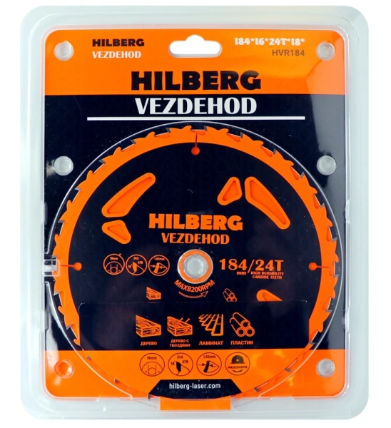 Универсальный пильный диск 184*16*24Т (reverse) Vezdehod Hilberg HVR184 - интернет-магазин «Стронг Инструмент» город Самара
