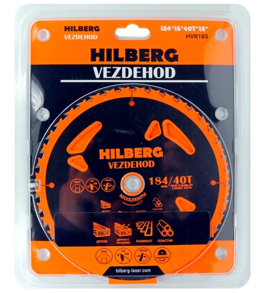 Универсальный пильный диск 184*16*40Т (reverse) Vezdehod Hilberg HVR185 - интернет-магазин «Стронг Инструмент» город Самара